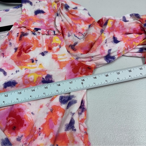 Betsey Johnson Pink and Purple Ruched Wrap Dress - Picture 7 of 9